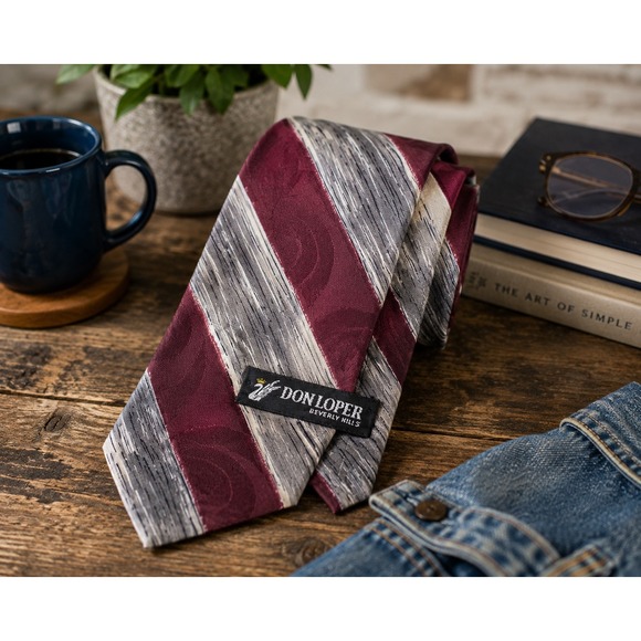 Don Loper Other - Don Loper Beverly Hills 100% Italian Silk Abstract Burgundy Gray Men's Tie